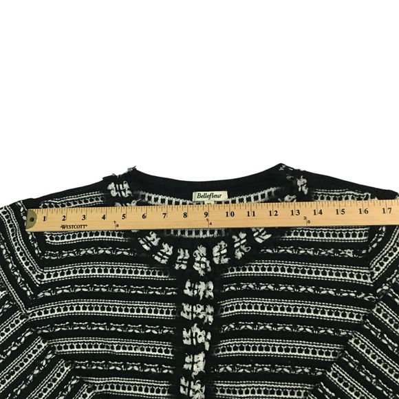 BELLEFLEUR Chiffon Trim Knit Striped Snap Down Cardigan Sweater - Women’s XL - Picture 5 of 14